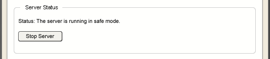 Server status SERVER RUNNING SAFE MODE.png